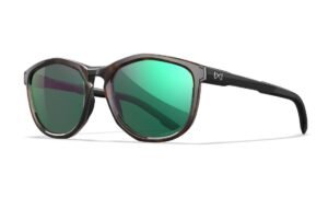 Wiley X Bravo Ballistic Sunglasses - Gloss Tortoise / Gloss Black Frames - CAPTIVATE Polarised Green Mirror Lenses